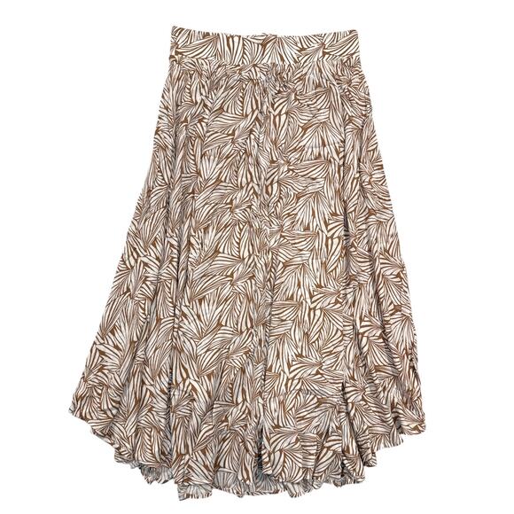 SKYE Dresses & Skirts - Skye Sidony Swim Cover Up Skirt Women’s Medium Tan Palm Print Asymmetrical NWT